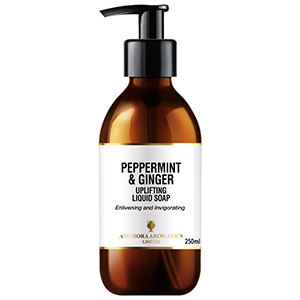 Peppermint and Ginger Uplifting Liquid Soap 250ml Glass